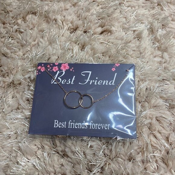 Best Friend Necklace 14K Rose Gold Filled 2 Interlocking Infinity Circles Women’ - Picture 7 of 10